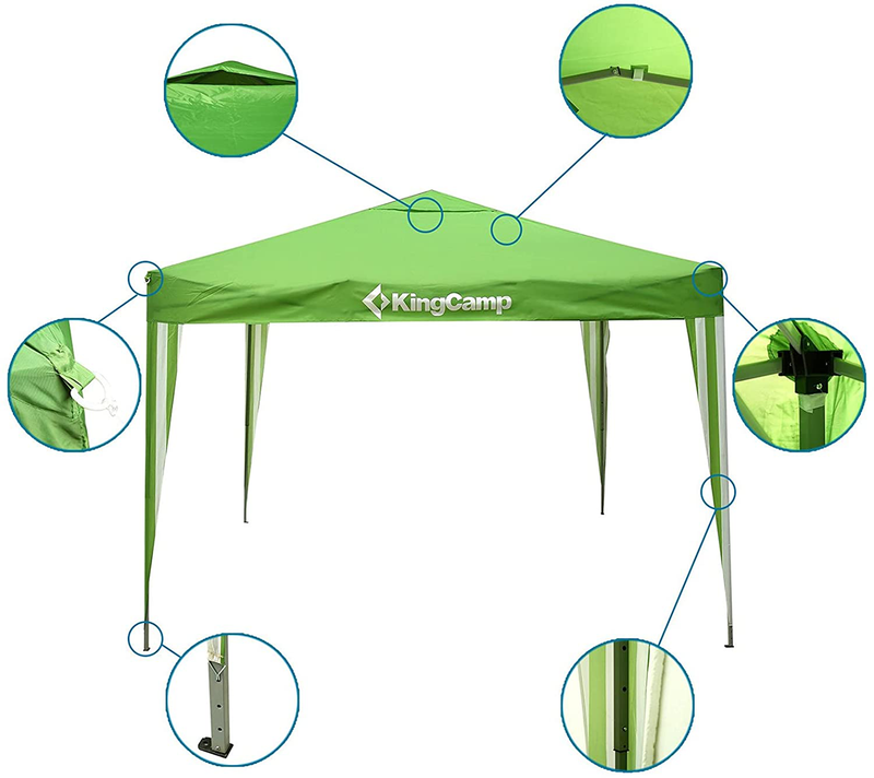 KingCamp Instant Durable Multipurpose Portable Outdoor Canopy Tent, Fit for Patio Gazebo, Wedding Party, Commercial Fair Shelter, Car Shelter (10'×10'), Green, One Size Home & Garden > Lawn & Garden > Outdoor Living > Outdoor Structures > Canopies & Gazebos KingCamp   