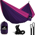 MalloMe Camping Hammock with Ropes - Double & Single Tree Hamock Outdoor Indoor 2 Person Tree Beach Accessories _ Backpacking Travel Equipment Kids Max 1000 lbs Capacity - Two Carabiners Free Home & Garden > Lawn & Garden > Outdoor Living > Hammocks MalloMe Purple & Fuchsia 2 Person 