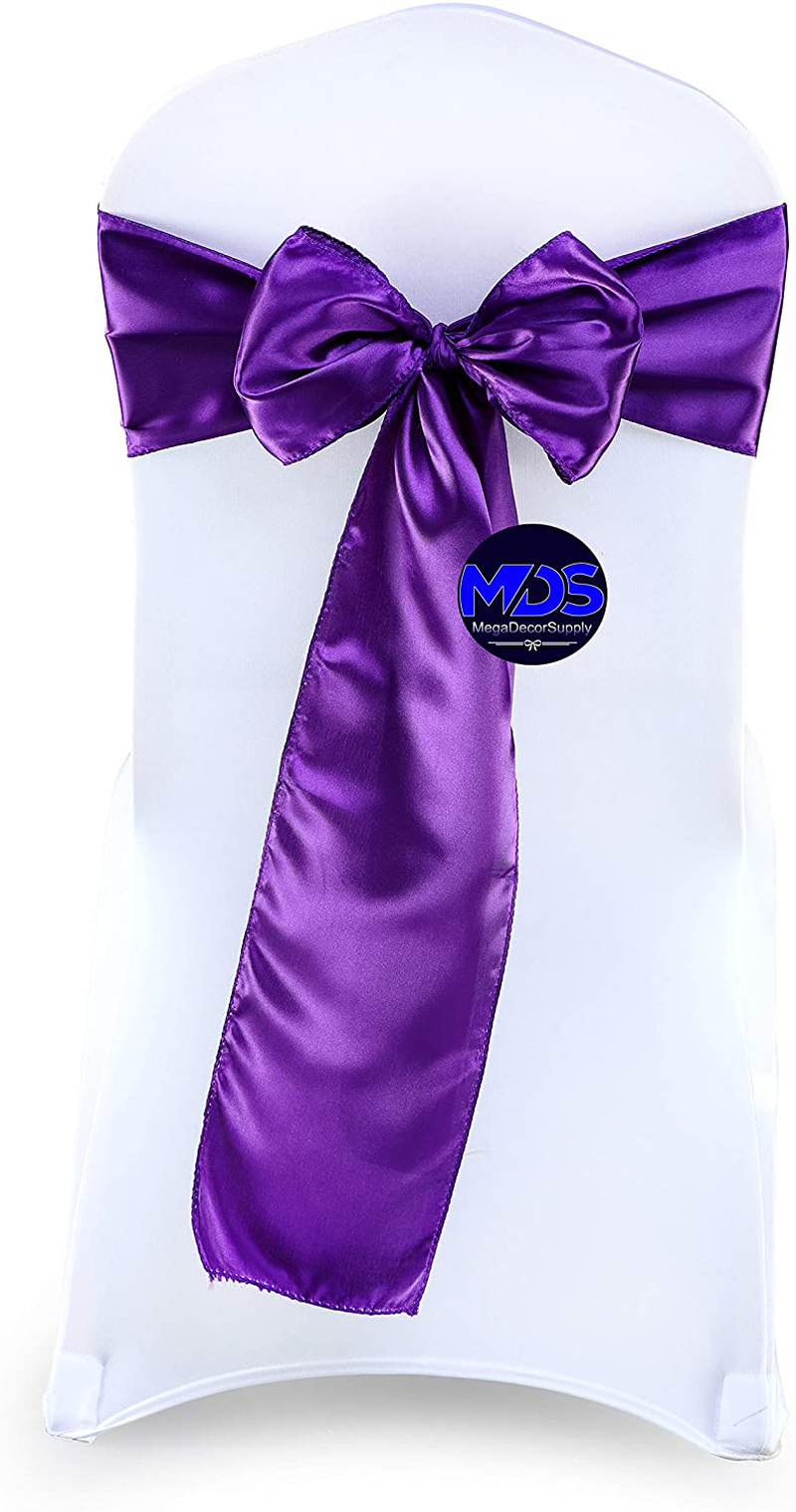 mds Pack of 25 Satin Chair Sashes Bow sash for Wedding and Events Supplies Party Decoration Chair Cover sash -Gold Arts & Entertainment > Party & Celebration > Party Supplies mds Cadbury Purple 25 