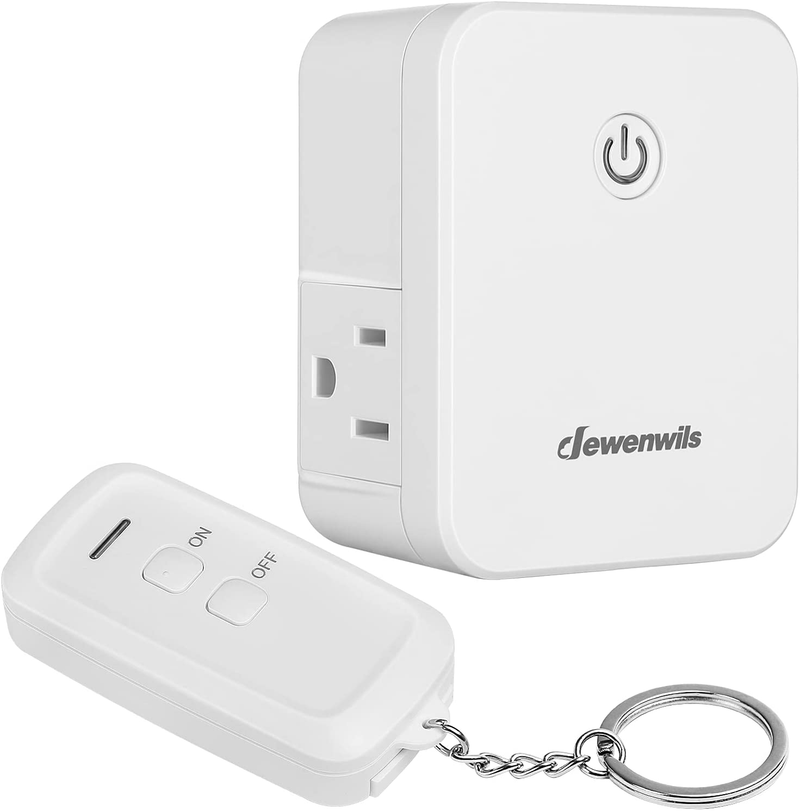 DEWENWILS Indoor Remote Control Outlet, Wireless Remote Light Switch with 2 Side Outlets, No Interference Remote Outlet Switch, No Wiring, 15A/1875W, 100ft RF Range, Compact Design, Programmable