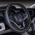 Mayco Bell Microfiber Leather Car Medium Steering wheel Cover (14.5''-15'',Black Dark Blue) Vehicles & Parts > Vehicle Parts & Accessories > Vehicle Maintenance, Care & Decor > Vehicle Decor > Vehicle Steering Wheel Covers Mayco Bell Black Yellow 15.25''-16'' 