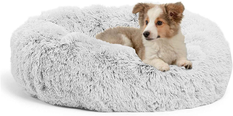 Jincheng Calming Dog Bed Cat Bed Donut, Faux Fur Pet Bed Self-Warming Donut Cuddler, Comfortable round Plush Dog Beds for Large Medium Small Dogs and Cats (24"/32"/40"/47") Animals & Pet Supplies > Pet Supplies > Dog Supplies > Dog Beds jincheng LightGrey Small(24"x24") 