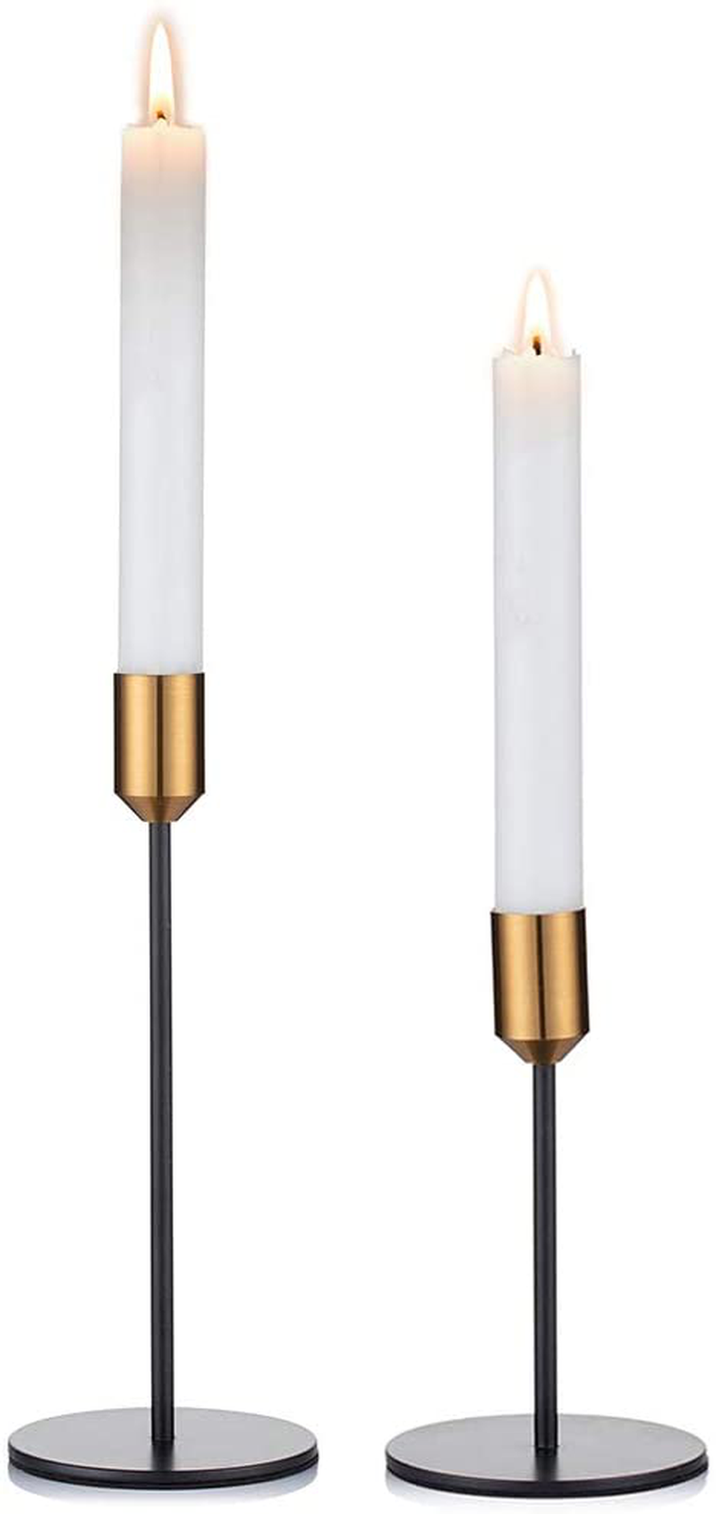 Nuptio Candlestick Holders Taper Candle Holders, 2 Pcs Candle Stick Holders Set, Gold & Black Brass Candlestick Holders Set Table Decorative Modern Candle Holders for Tapered Candles (S + L) Home & Garden > Decor > Home Fragrance Accessories > Candle Holders NUPTIO S + L  