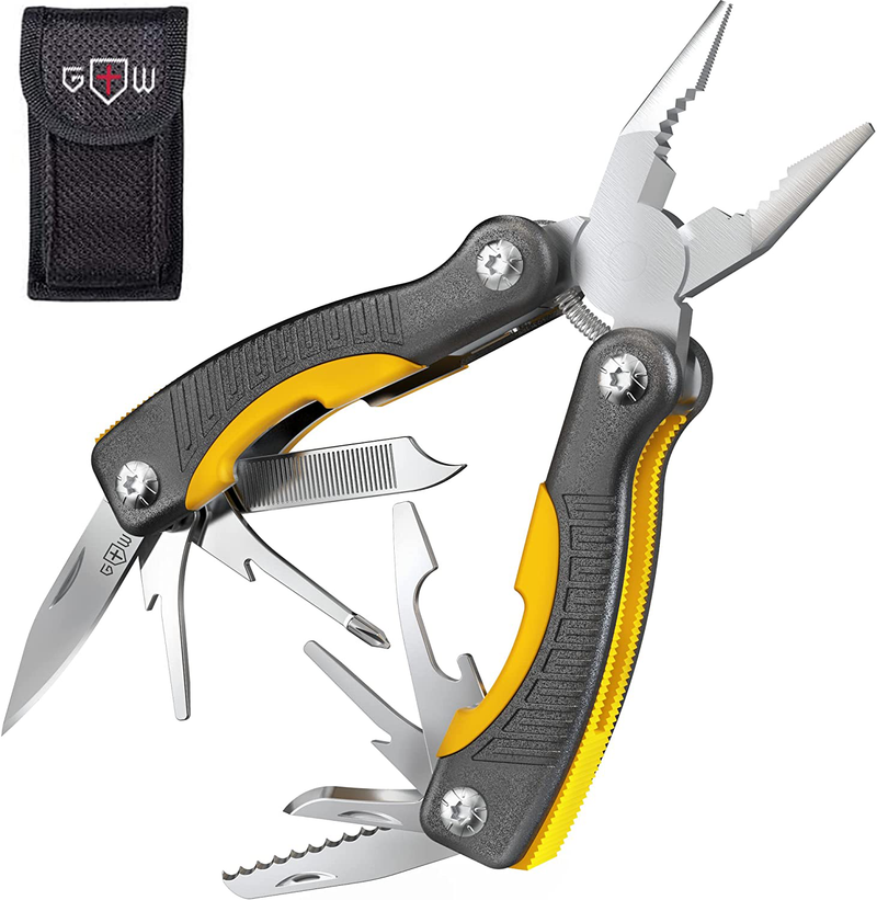 Mini Multitool Knife 12 in 1 - Small Pocket Multi Tool with Knife and Pliers - Best Small Utility Multi Purpose All in One Tools for Men Women - Best Gear Accessory for EDC Work Camping Hiking 2229