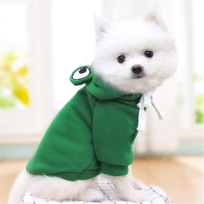 Dog Hoodie- Dog Basic Sweater Coat Cute Frog Shape Warm Jacket Pet Cold Weather Clothes Outfit Outerwear for Cats Puppy Small Largr Dogs Animals & Pet Supplies > Pet Supplies > Dog Supplies > Dog Apparel MJEMS   