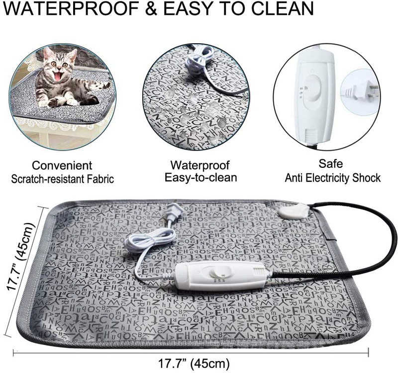 Homello Pet Heating Pad for Cats Dogs, Waterproof Electric Heating Mat Indoor, Adjustable Warming Mat, Pets Heated Bed with Chew Resistant Steel Cord Animals & Pet Supplies > Pet Supplies > Cat Supplies > Cat Beds Homello   