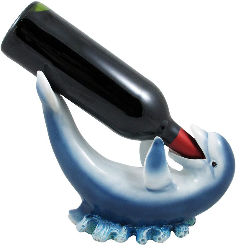 Home 'n Gifts Drinking Dolphin Wine Bottle Holder Statue for Tropical Kitchen or Beach Bar Decor Sculptures and Wine Racks Home & Garden > Decor > Seasonal & Holiday Decorations DWK Corp.   