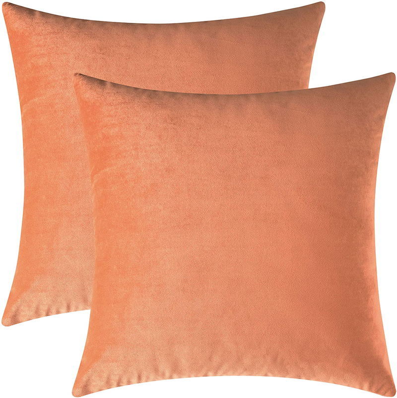 Mixhug Decorative Throw Pillow Covers, Velvet Cushion Covers, Solid Throw Pillow Cases for Couch and Bed Pillows, Burnt Orange, 20 x 20 Inches, Set of 2 Home & Garden > Decor > Chair & Sofa Cushions Mixhug Pale Coral 18 x 18 Inches, 2 Pieces 