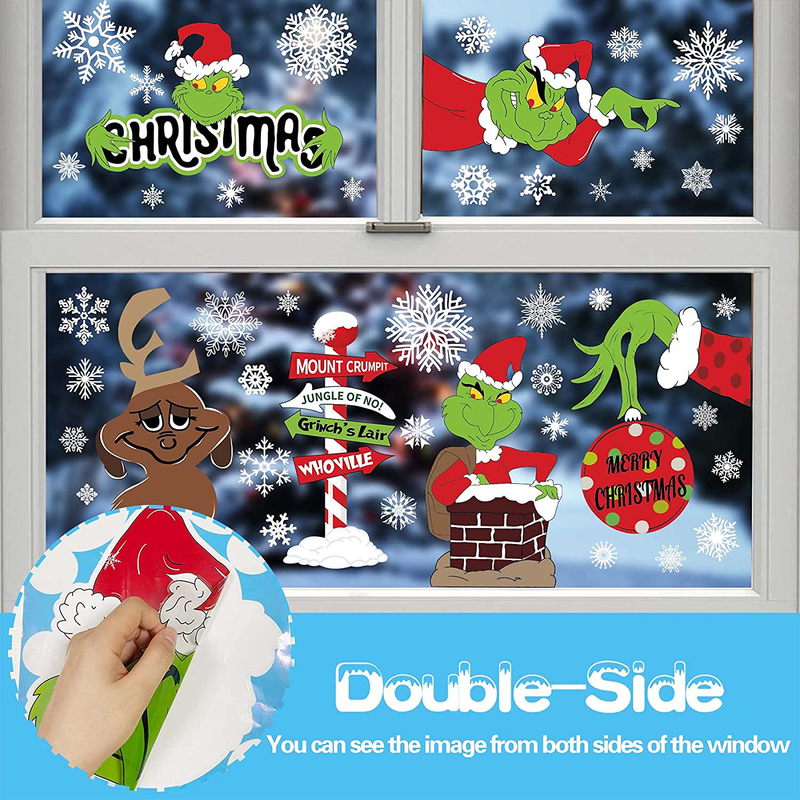Grinch Window Clings Christmas Window Clings 8SheetGrinch Christmas Decorations Christmas Window Sticker Grinch Window Decals Grinch Window Stickers Home School Office Grinch Party Supplies Home & Garden > Decor > Seasonal & Holiday Decorations& Garden > Decor > Seasonal & Holiday Decorations N\A   