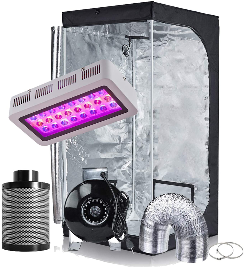 Hydro plus Grow Tent Kit Complete LED 300W Grow Light + 4" Fan Filter Ventilation Kit + 24"X24"X48" Grow Tent Setup Hydroponics Indoor Growing System Sporting Goods > Outdoor Recreation > Camping & Hiking > Tent Accessories Hydro Plus LED 300W+32''x32''x63'' Kit  