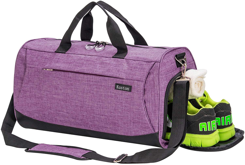 Kuston Sports Small Gym Bag for Men and Women Travel Duffel Bag Workout Bag with Shoes Compartment&Wet Pocket Home & Garden > Household Supplies > Storage & Organization Kuston purple L 
