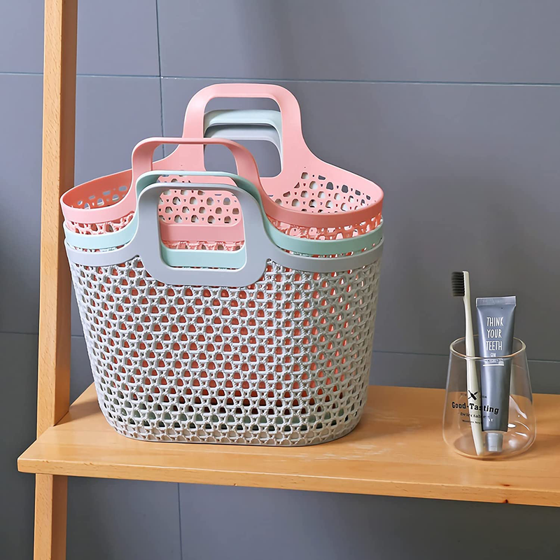 Portable Shower Caddy Tote Flexible Plastic Storage Basket with Handles Organizer Bin for Bathroom, Pantry, Kitchen, College Dorm, Camping - Cyan Sporting Goods > Outdoor Recreation > Camping & Hiking > Portable Toilets & Showers Anyoifax   
