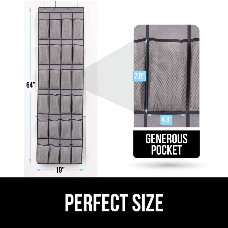 Gorilla Grip Large 24 Pocket Shoe Organizer, Breathable Mesh, Holds up to 40 Pounds, Sturdy Hooks, Space Saving, over Door, Storage Rack Hangs on Closets for Shoes, Sneakers or Home Accessories, Blue Furniture > Cabinets & Storage > Armoires & Wardrobes Hills Point Industries, LLC   