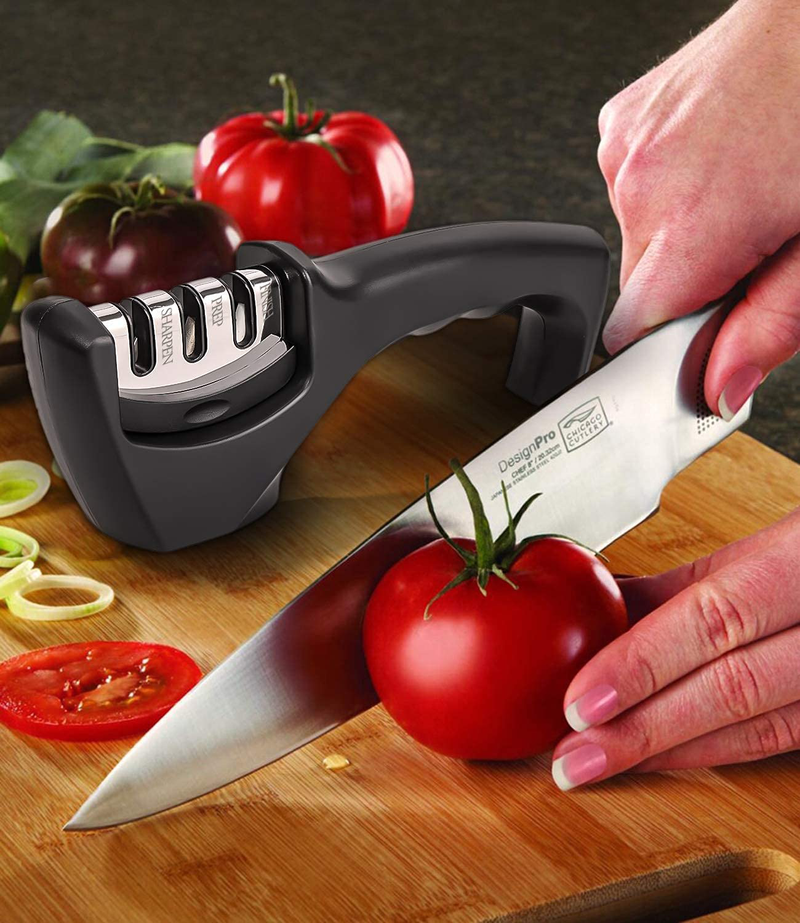 Knife Sharpener 3-Slot Quality Kitchen Knife Accessories to Repair, Grind, Polish Blade,Professional Knife Sharpening Tool for Kitchen Knives ,Easy Manual Sharpener with Cut-Resistant Glove Home & Garden > Kitchen & Dining > Kitchen Tools & Utensils > Kitchen Knives Kitchepool   