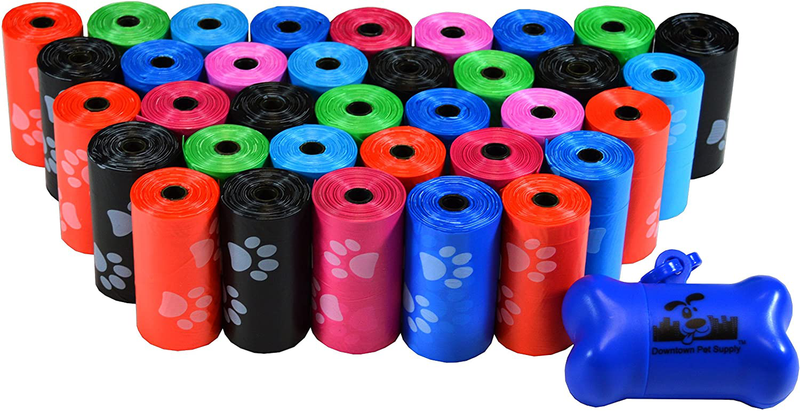 Downtown Pet Supply Dog Pet Waste Poop Bags with Leash Clip and Bag Dispenser - 180, 220, 500, 700, 880, 960, 2200 Bags Animals & Pet Supplies > Pet Supplies > Dog Supplies Downtown Pet Supply Rainbow with Paw Prints 700 Bags 