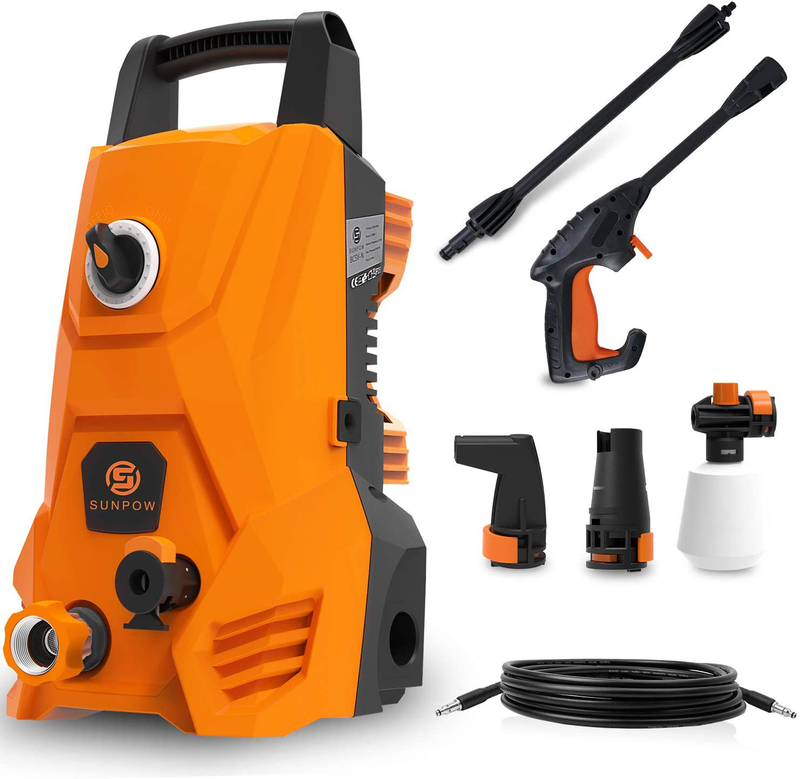 Electric Pressure Washer, Portable High Power Washer Machine 2000 Max PSI 1.32 GPM with 2 Nozzles, High Pressure Hoses, Detergent Tank, for Cleaning Homes, Cars, Decks, Driveways, Patios  SUNPOW Default Title  