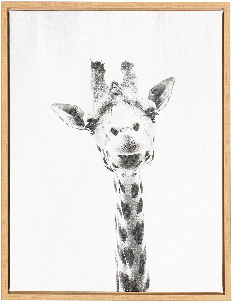 Kate and Laurel Sylvie Giraffe Portrait Framed Canvas Wall Art by Simon Te Tai, 18x24 Gold, Adorable Animal Home Decor Home & Garden > Decor > Seasonal & Holiday Decorations Kate and Laurel Natural 18x24 