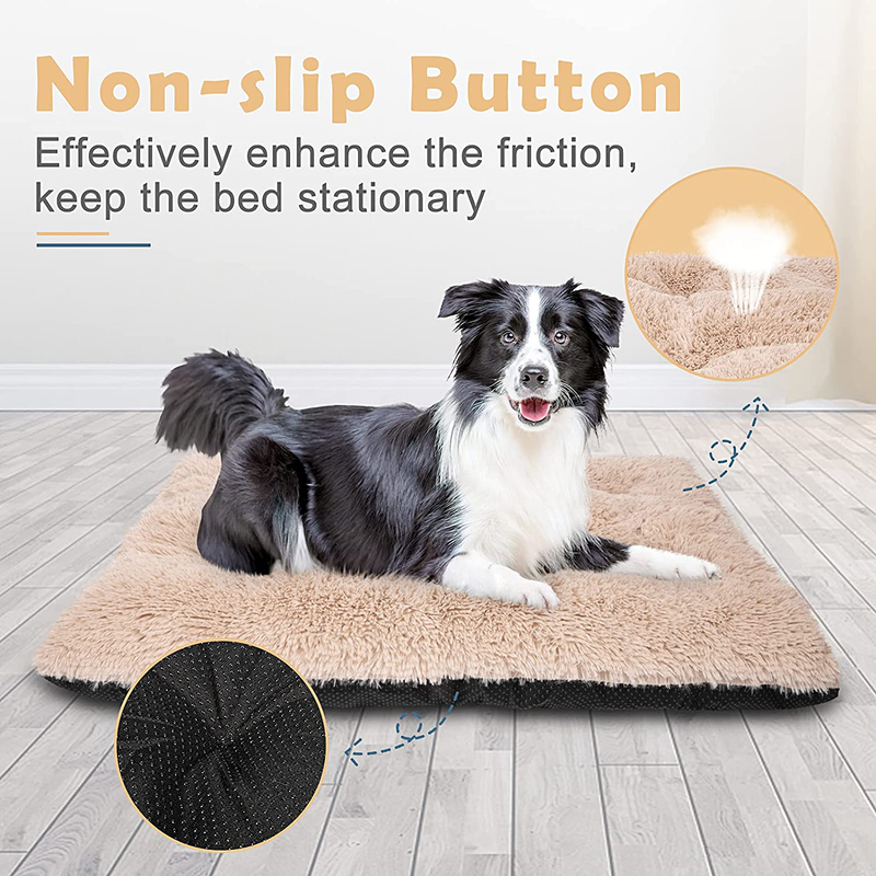 JOEJOY Dog Bed Crate Pad, Ultra Soft Calming Washable Anti-Slip Mattress Kennel Crate Bed Pad Mat 24/30/36/42 Inch for Large Extra Large Medium Small Dogs and Cats Sleeping, Anti-Slip Dog Cushion Animals & Pet Supplies > Pet Supplies > Dog Supplies > Dog Beds JOEJOY   