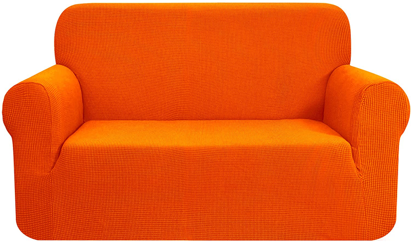 CHUN YI Stretch Sofa Slipcover 1-Piece Couch Cover, 3 Seater Coat Soft With Elastic, Checks Spandex Jacquard Fabric, Large, Black Home & Garden > Decor > Chair & Sofa Cushions CHUN YI Orange XL-Chair 