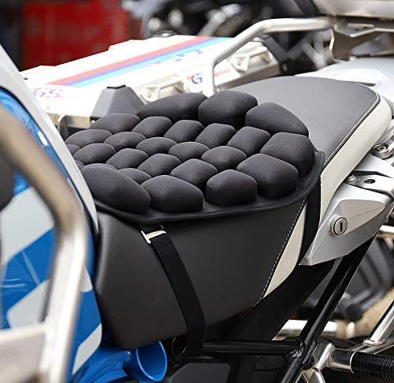 HOMMIESAFE Air Motorcycle Seat Cushion Water Fillable Cooling Down Seat Pad,Pressure Relief Ride Motorcycle Air Cushion Large for Cruiser Touring Saddles(Black) Vehicles & Parts > Vehicle Parts & Accessories > Vehicle Maintenance, Care & Decor > Vehicle Covers > Vehicle Storage Covers > Motorcycle Storage Covers HOMMIESAFE   