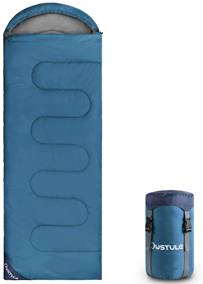 OUSTULE Camping Sleeping Bag -3 Season Warm & Cool Weather, Lightweight, Waterproof Indoor & Outdoor Use for Adults & Kids for Backpacking, Hiking, Traveling, Camping with Compression Sack Sporting Goods > Outdoor Recreation > Camping & Hiking > Sleeping Bags OUSTULE Sea Blue-Pongee, >59°F  