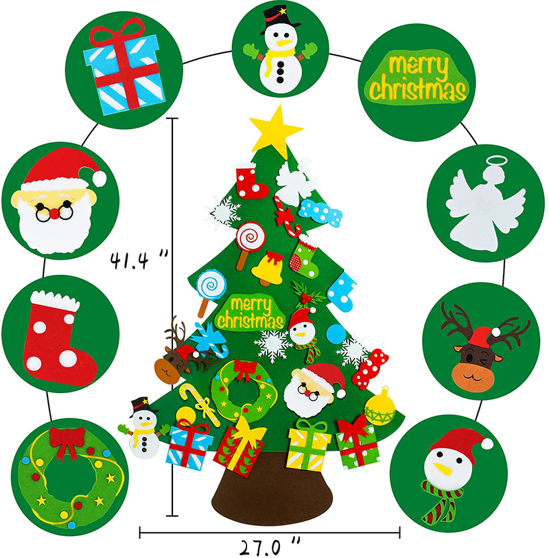 HAJACK Felt Christmas Tree for Toddlers, Christmas Decorations, Kids Christmas Gifts with Wall Window DIY Ornaments, 31 pcs New Year Door Hanging Felt Decoration Crafts Kit with Snowman Home & Garden > Decor > Seasonal & Holiday Decorations& Garden > Decor > Seasonal & Holiday Decorations HAJACK   