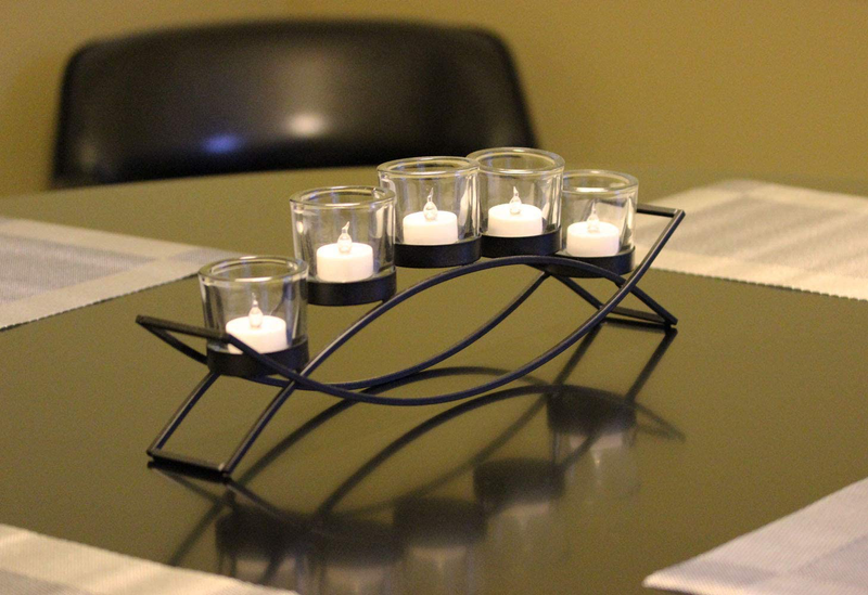 Seraphic Tealight Candle Holder for Home Decor Coffee, Kitchen, Dining Table Centerpieces, Black, Clear Chunky 5 Cups Home & Garden > Decor > Home Fragrance Accessories > Candle Holders Seraphic   