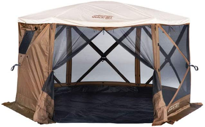 CLAM Quick-Set Outdoor Gazebo Screen Tent Canopy Accessory Rain Fly Roof Tarp for Pavilion/Pavilion Camper Models, Tan (Tent Not Included)