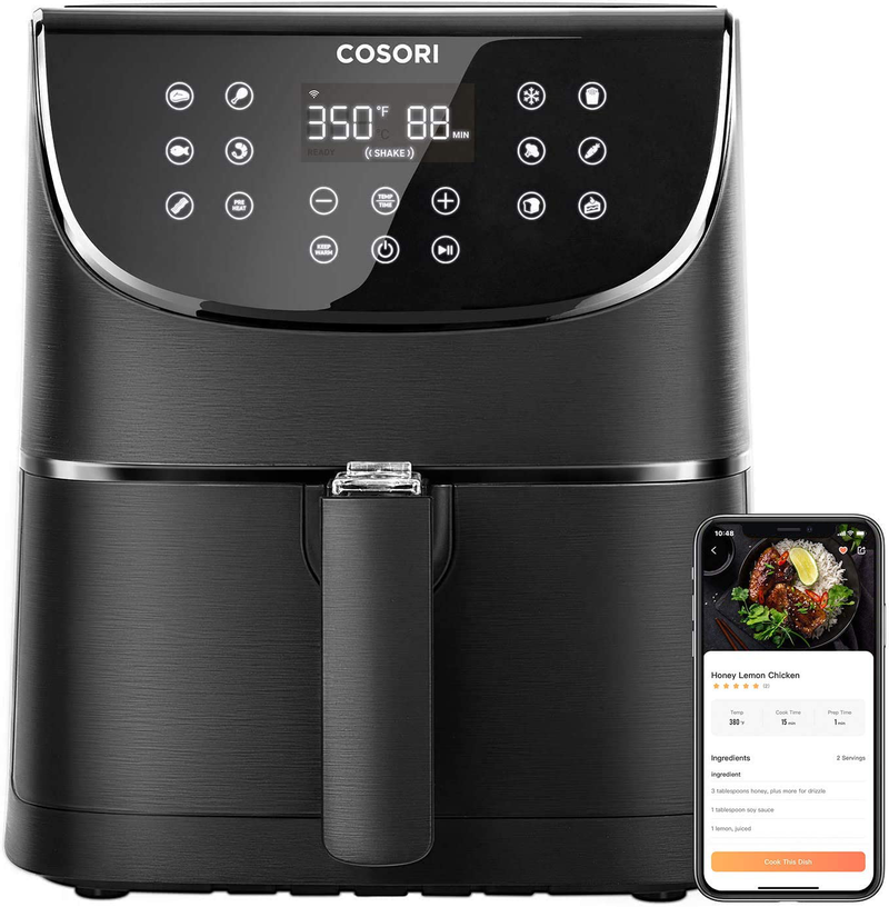COSORI Smart WiFi Air Fryer(100 Recipes), 13 Cooking Functions, Keep Warm & Preheat & Shake Remind, Works with Alexa & Google Assistant, 5.8 QT, Black