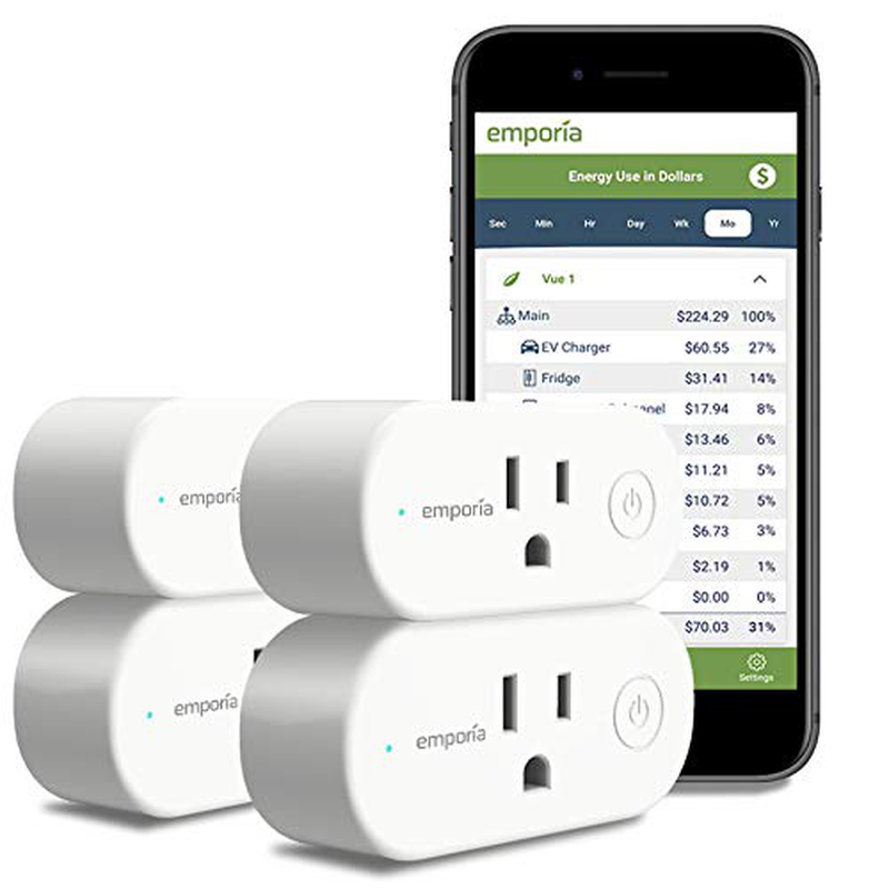 Emporia Smart Plug with Energy Monitor | 15A WiFi Smart Outlet | Emporia App | Alexa | Google | ETL Certified (Package of 4) Home & Garden > Kitchen & Dining > Kitchen Appliances EMPORIA ENERGY 4 Smart Plug 