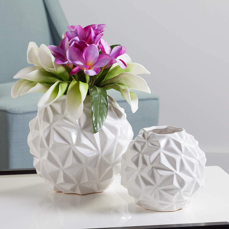 Torre & Tagus Crumple Ball Vase, Large, White Home & Garden > Decor > Vases Torre & Tagus   