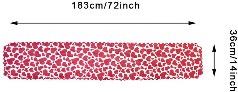 Grenerics Red Table Runner Valentines Day Decoration 14 X 72 Inch Lace Dining Heart Table Runner for Valentines Party Supplies by Baryuefull Home & Garden > Decor > Seasonal & Holiday Decorations Grenerics   