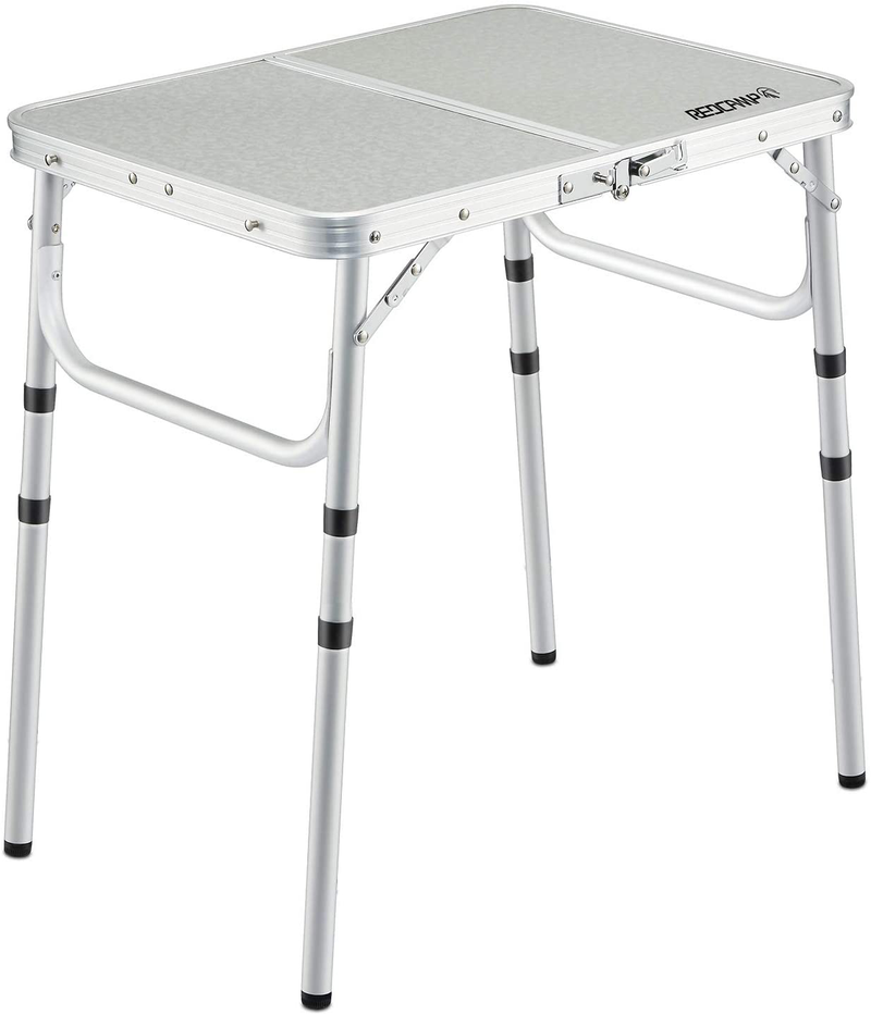 REDCAMP Aluminum Folding Table 4 Foot, Adjustable Height Lightweight Portable Camping Table for Picnic Beach Outdoor Indoor, White 48 X 24 Inches