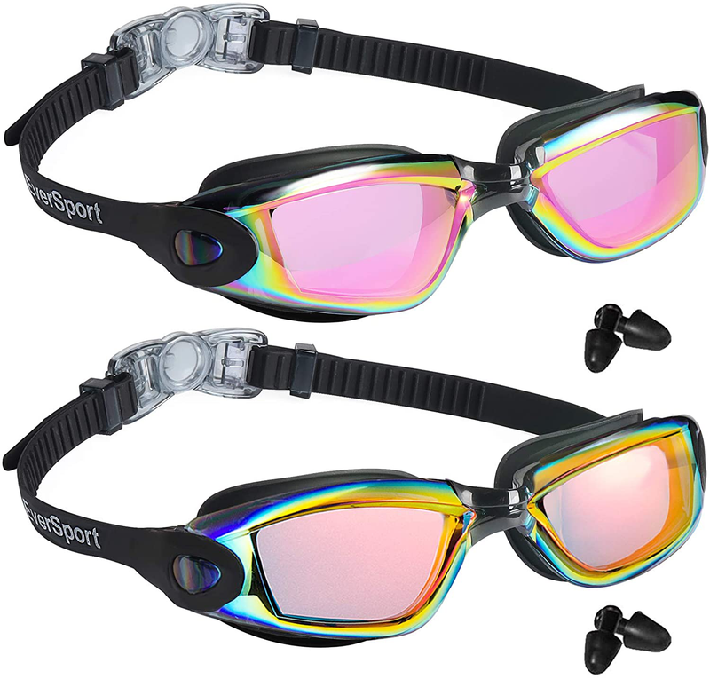 EverSport Swim Goggles Pack of 2 Swimming Goggles Anti Fog for Adult Men Women Youth Kids Sporting Goods > Outdoor Recreation > Boating & Water Sports > Swimming > Swim Goggles & Masks EverSport Light Orange & Pink  