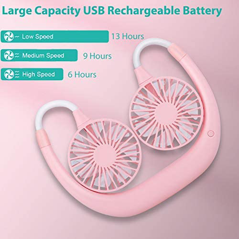 Hand Free Neck fan, Portable Mini USB Rechargeable Personal Fan 2000mAh Battery 360 Degree Adjustable Wearable Hanging Neckband Fan Cooler Fan 3 Speeds for Traveling Outdoor Office Room(Pink) Electronics > Computers > Handheld Devices YIHUNION   
