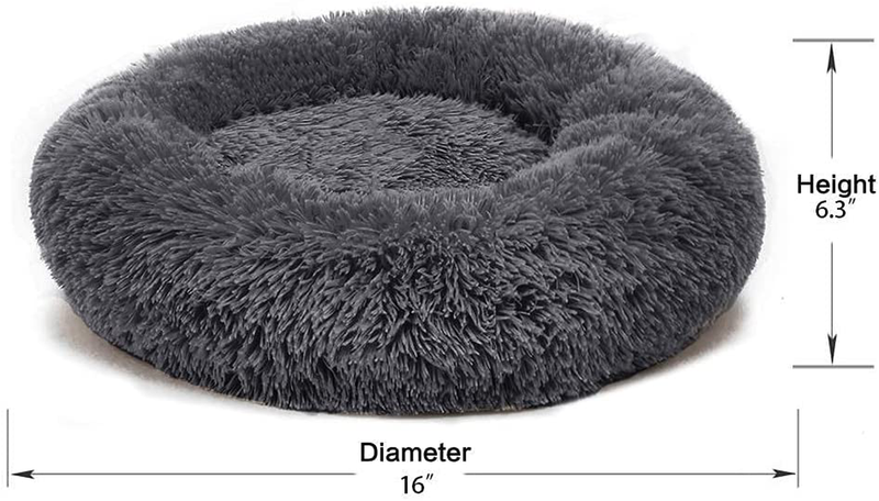 PHABULS Cat Bed for Indoor Cats,Soft Plush Pet Cushion,Relief and Improved Sleep,Faux Fur Anti-Anxiety Machine Washable Fluffy Orthopedic Puppy Beds for Small Dogs and Cats 16"×16" Animals & Pet Supplies > Pet Supplies > Cat Supplies > Cat Beds PHABULS   