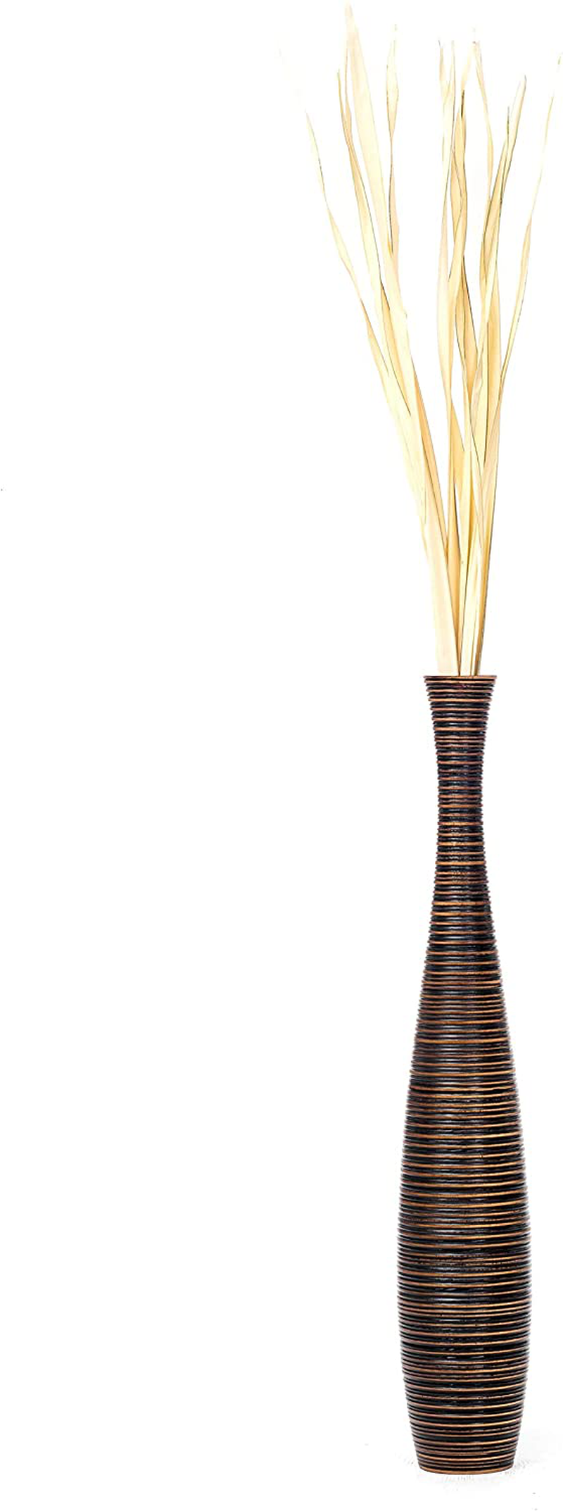 LEEWADEE Large Floor Vase – Handmade Flower Holder Made of Wood, Sophisticated Vessel for Decorative Branches and Dried Flowers, 36 inches, Brown Home & Garden > Decor > Vases LEEWADEE   