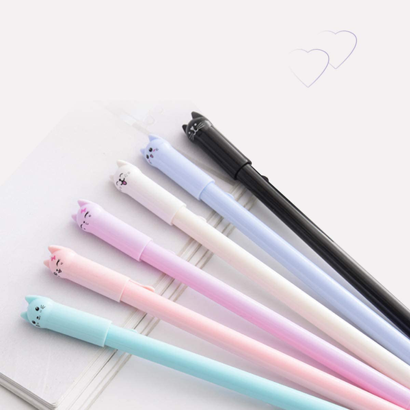 Sencoo 12 pack Black Cute Cat Pens 0.5mm Japanese Kawaii Gel Pens Ball Point Pens for School Office Supplies Office Supplies > General Office Supplies sencoo   