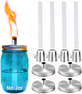 Mason Jar Tabletop Torch Kits,4 Pack Longlife Fiberglass Wicks,Stainless Steel Mason Jar Lids Caps Included,Outdoor Deck Oil Lamp Torch Home & Garden > Lighting Accessories > Oil Lamp Fuel Yitee 4 Pack Silver Torch Kit Set(No Jar)  