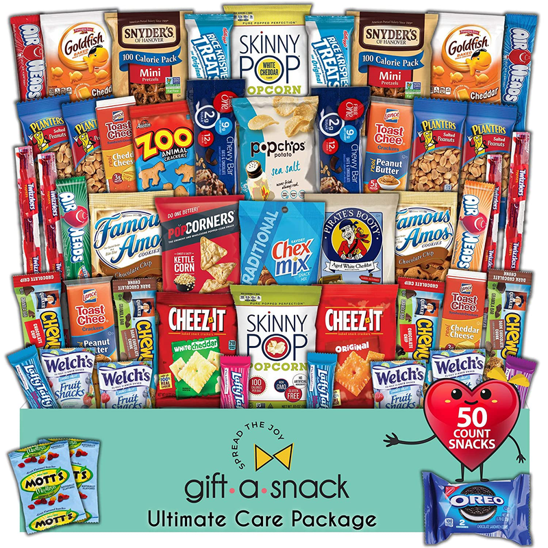 Snack Box Variety Pack Care Package (50 Count) Valentines Day 2022 Candy Gift Basket Idea for Kids Adults Teens Family College Student - Crave Food Birthday Arrangement Candy Chips Cookies Home & Garden > Decor > Seasonal & Holiday Decorations Nut Cravings   