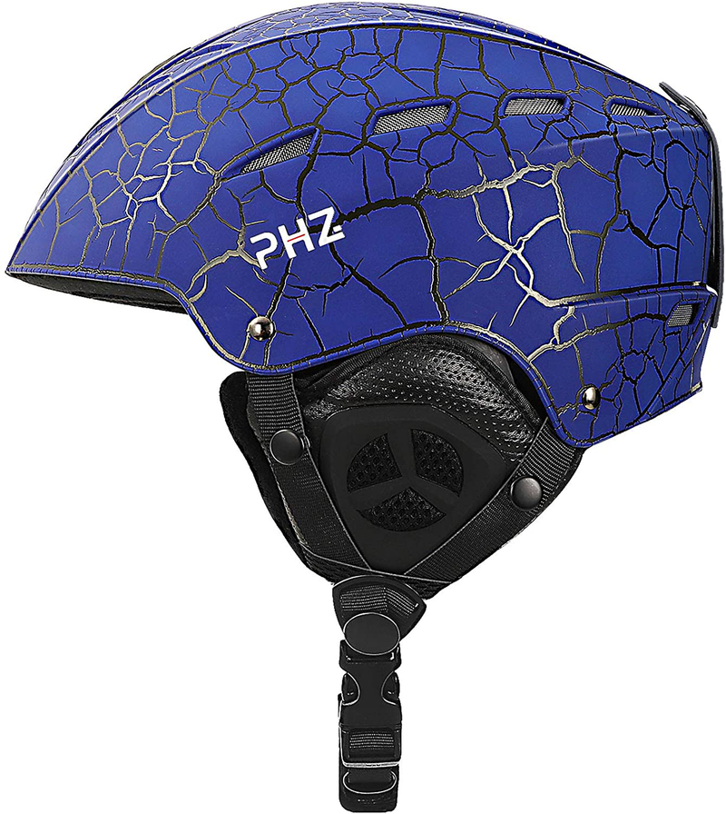 PHZ. Ski Helmet Snowboard Helmet for Men Women Performance Safety w/Active Ventilation, Dial Fit, Goggles Compatible, Removable Fleece Liner and Ear Pads Snow Sport Helmets  PHZ. blue Large(22.8-24 inches) 