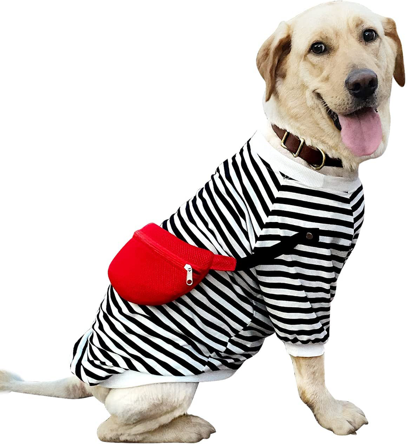 DOZCA Dog Shirt Striped with Detachable Pack, Breathable Soft T-Shirt for Small Medium Large Dogs Boy Girl, Stretch Puppy Sweatshirt Outfits Pet Clothes