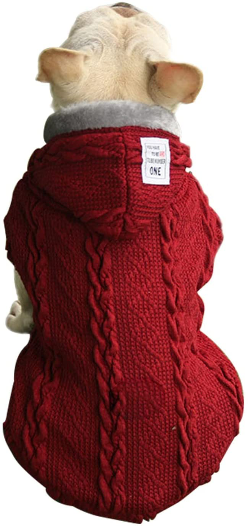 Dog Sweater with Fleece Lining, Winter Dog Coat, Dog Hoodie, Small Pet Jacket, Warm Puppy Clothes with Hood for Small Medium Dog Cat Boy Girl Animals & Pet Supplies > Pet Supplies > Dog Supplies > Dog Apparel Petglad Red M(Length:9.9",Chest:14.6") 