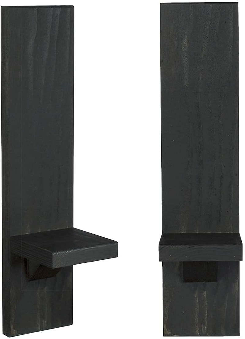 LocalBeavers Decorative Wall Holders and Candles Sconces, Wooden Wall Mounted Hanging Shelves - Set of 2 (Ebony/Black) Home & Garden > Decor > Home Fragrance Accessories > Candle Holders LocalBeavers   