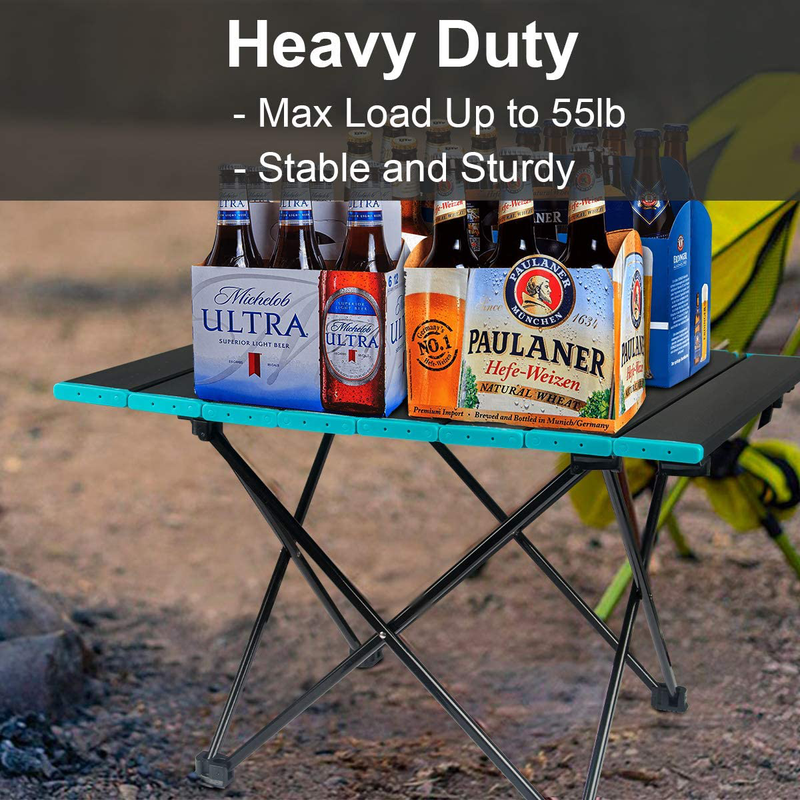 Folding Camping Table Portable Camping Side Tables with Aluminum Table Top with Carrying Bag, Waterproof Fold up Lightweight Table for Picnic Camp Beach Outdoor BBQ Cooking, Beach Tables Black Sporting Goods > Outdoor Recreation > Camping & Hiking > Camp Furniture DUNCHATY   