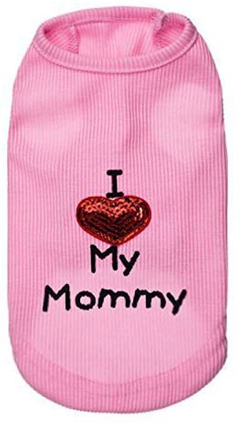 Dog Cat I Love My Mom Mommy Clothes Small Puppy Dog Shirt Dogs Sweater T Shirts for Small Dogs, Pink