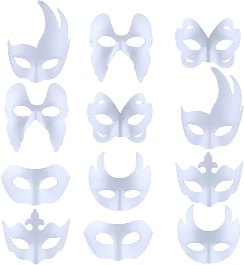 Coxeer White Masks, 12PCS DIY Unpainted Masquerade Masks Plain Half Face Masks Apparel & Accessories > Costumes & Accessories > Masks Coxeer Default Title  