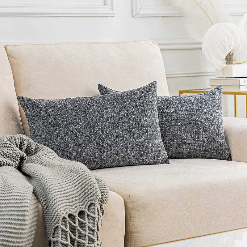Home Brilliant Decorative Accent Pillow Covers Chenille Throw Pillows for Couch Bedroom Plush Winter Cushion Cover for Sofa, 2 Pack, 18X18 Inch (45Cm), Cream Mixed Black Home & Garden > Decor > Chair & Sofa Cushions Home Brilliant Light Grey 12" x 20" 