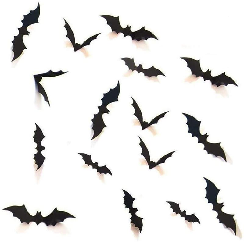Halloween 3D Bats Decoration, 96 PCS 4 Sizes Realistic PVC Scary Bats Window Decal Wall Stickers for DIY Home Bathroom Indoor Hallowmas Decoration Party Supplies Arts & Entertainment > Party & Celebration > Party Supplies PLBAG Default Title  