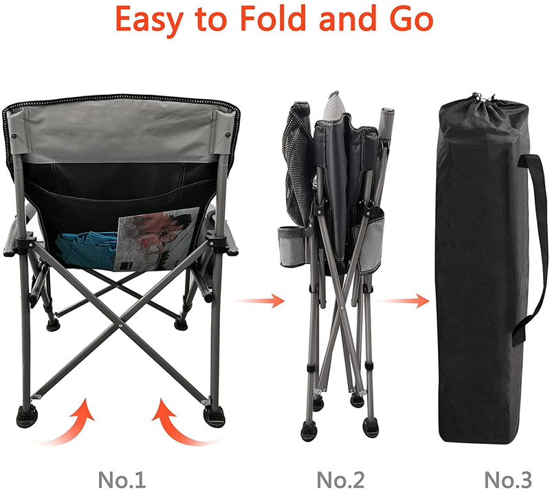 Firste Heated Camping Chair, Heavy Duty Folding Camp Chair, Padded Hard Arm Sports Chair for Beach,Lawn,Picnic. USB Heated Portable Chair with Large Travel Bag,Pockets,Cup Holder, Battery Not Included Sporting Goods > Outdoor Recreation > Camping & Hiking > Camp Furniture FirstE   